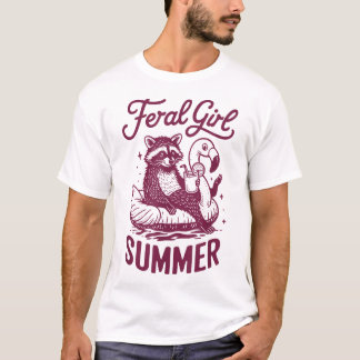 Feral Girl Summer Raccoon Vacay Müllhalde Sommer T-Shirt
