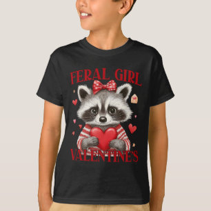 Feral Girl Valentine Raccoon Herts Liebe Valenti T-Shirt