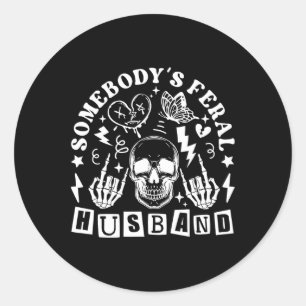 Feral Husband Vathers Day Runder Aufkleber