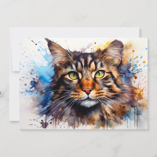 Feral Maine Coon Feiertagskarte (Vorderseite)