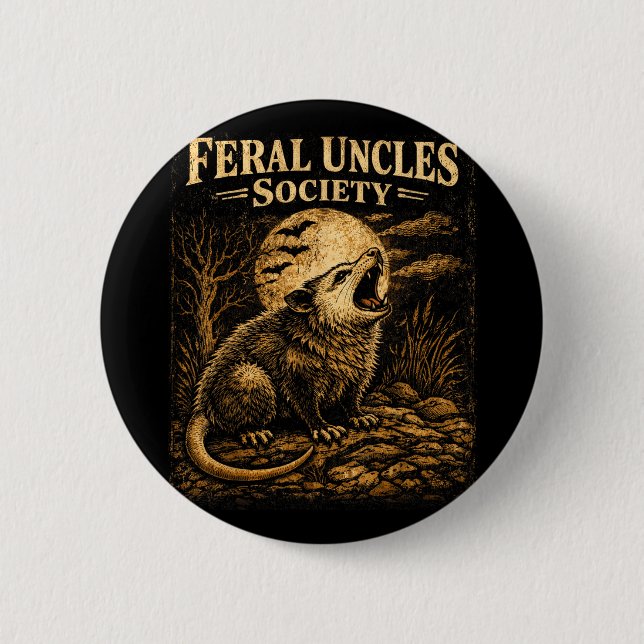 Feral Onkel Gesellschaft Lustiger Opossum Folklore Button (Vorderseite)