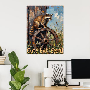 Feral und Extravagant: Raccoon auf dem Vintagen Ra Poster