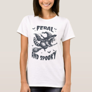 Feral und Spooky Raccoon Hexenhut Halloween Funny T-Shirt