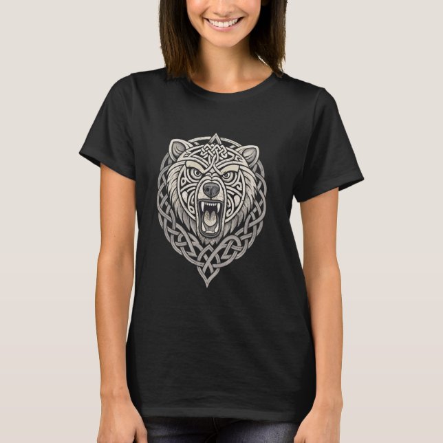 Feral Viking Bear u2013 Norse Knüpfarbeit Nordic N T-Shirt (Vorderseite)