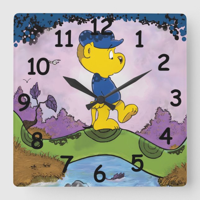 Ferald Picture Book Quadratische Wanduhr (Vorderseite)