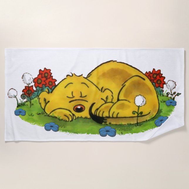 Ferald schläft bei Sonnenblumen Strandtuch (Vorderseite)