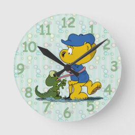 Ferald und die Baby Lizard Runde Wanduhr