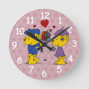 Ferald und Sahsha Ferret Round Clock Runde Wanduhr