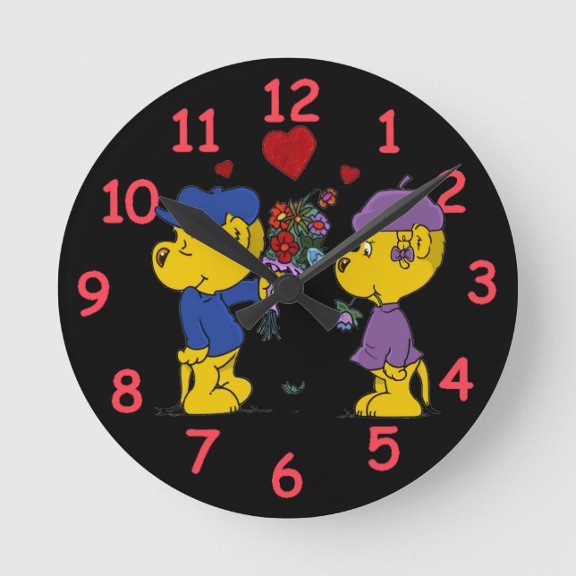 Ferald und Sahsha Ferret Runde Wanduhr (Vorderseite)