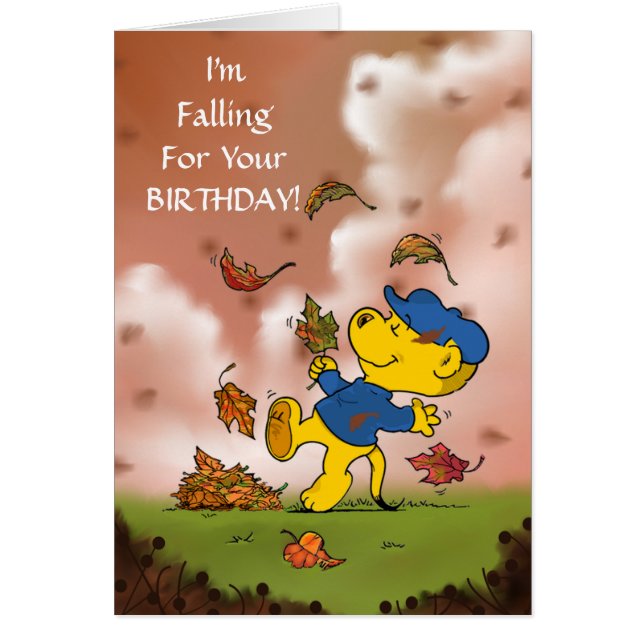 Ferald's Herbst hinterlässt Geburtstagskarte (Vorne)
