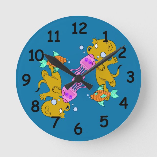 Ferald's Swim Runde Wanduhr (Vorderseite)
