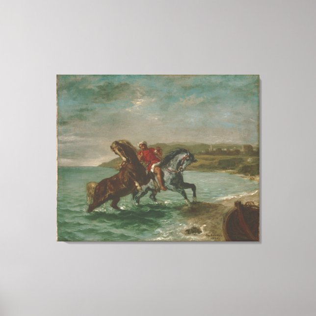 Ferdinand Delacroix Pferde aus dem Meer Leinwanddruck (Vorderseite)
