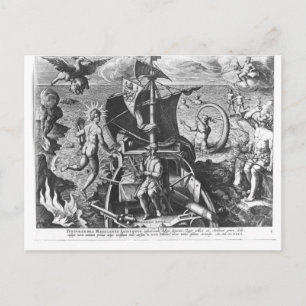 Ferdinand Magellan an Bord seiner Karawelle, 1522 Postkarte