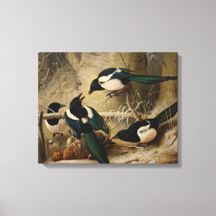 Ferdinand von Wright - Magpies Round a Dead Leinwanddruck