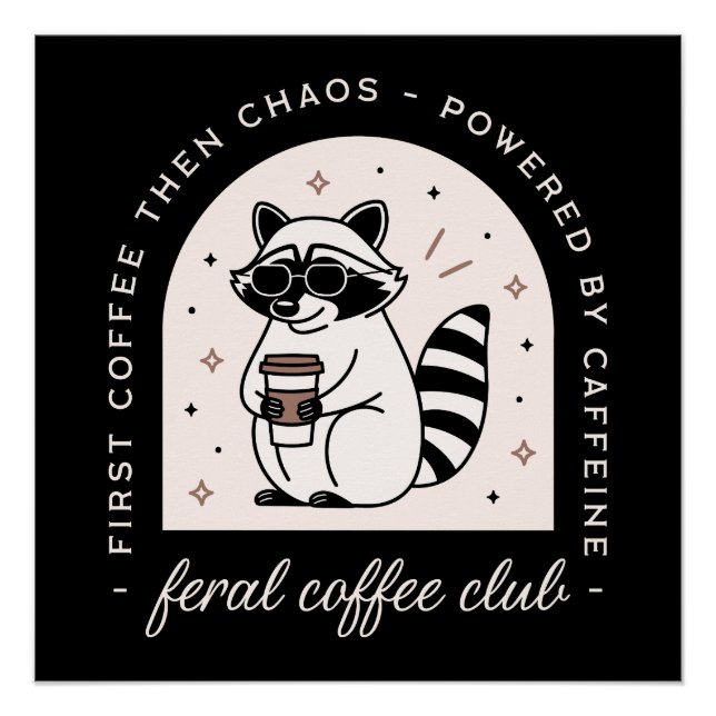Ferenkaffee-Club lustige Raccoon-Liebhaber Retro Poster (Vorderseite)