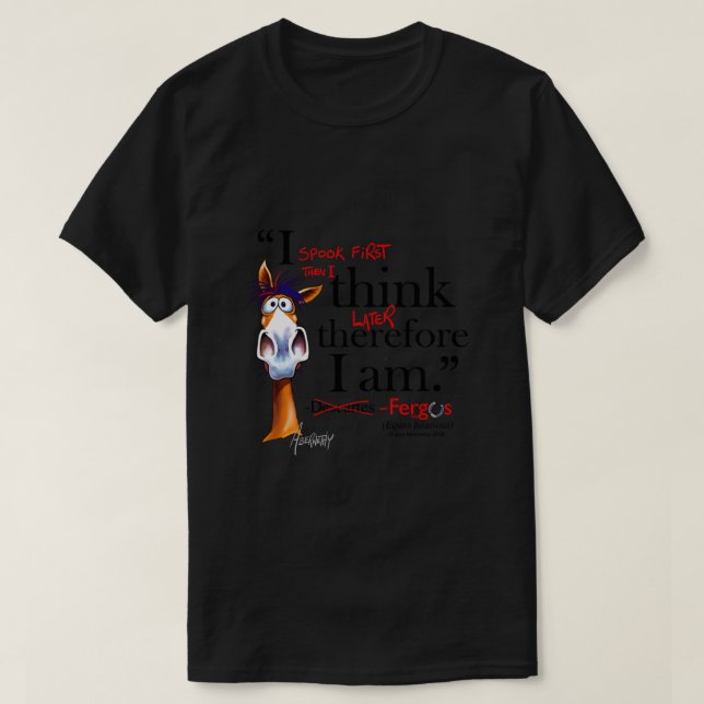 Fergus the Horse Descartes (schwarz) Klassischer T T-Shirt (Design vorne)