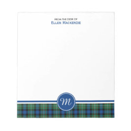 Ferguson Clan Green und Blue Tartan Monogram Notizblock