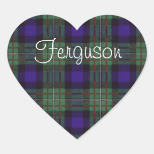 Ferguson-Clan karierter schottischer Tartan Herz-Aufkleber