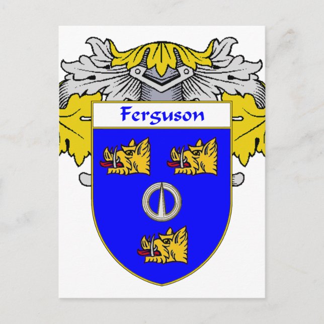 Ferguson Coat of Arms/Familienwappen (mantled) Postkarte (Vorderseite)