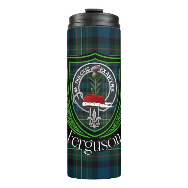 Ferguson schottischer Clan Tartan & Wappen Thermosbecher (Vorderseite)