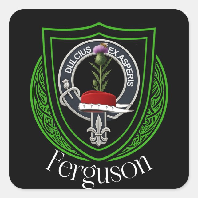 Ferguson schottisches Clan-Wappen  Quadratischer Aufkleber (Vorderseite)