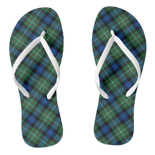 Ferguson Tartan Green und Blue Kariert Flip Flops (Fußbett)