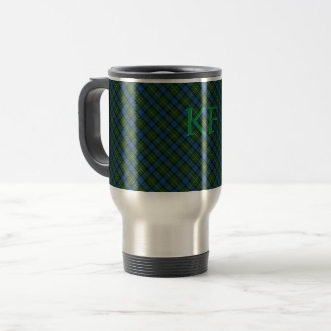 Fergusson Offizielles Tartan mit Monogramm/Initial Reisebecher (Vorderseite Links)