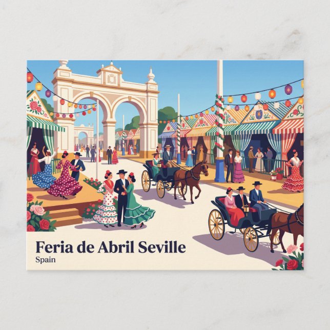 Feria de Abril Sevilla Spanien Postkarte (Vorderseite)