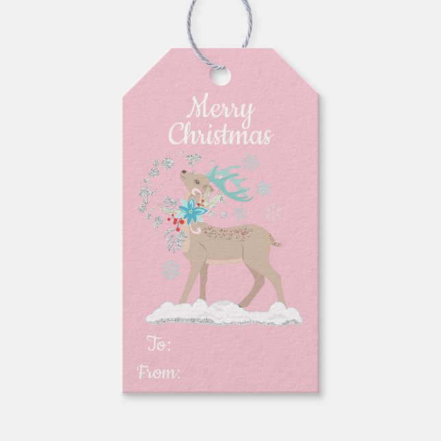 Ferien Glitzer Winter Wonderland Geschenkanhänger (Vorderseite)