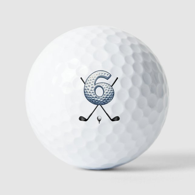 Ferien Golf Balls Alpha-Zahl 6 Golfball (Vorderseite)