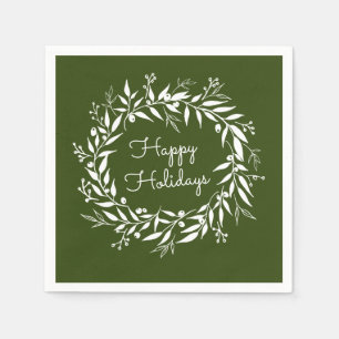 Ferien Grüner Laurel Wreath und Berries Serviette