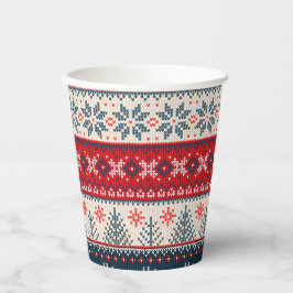 Ferien-Imitate Strick Muster Nordic Themenwelt Wei Pappbecher