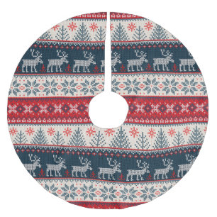 Ferien-Imitate Strick Muster Nordic Themenwelt Wei Polyester Weihnachtsbaumdecke