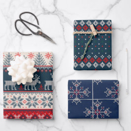 Ferien-Imitate Strick Patente Weihnachten Personal Geschenkpapier Set