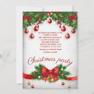 Ferien, Kiefernzweig, Jingle Bell Bow Party Einladung
