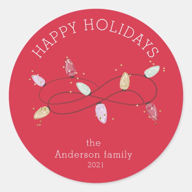 Ferien Lichter bunter glückliche Ferien Klassik Ro Runder Aufkleber (Vorderseite)