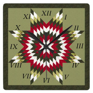 Ferien-Lone-Star-Quilt-Design Quadratische Wanduhr