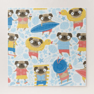 Ferien Mops, Sommerstrand nahtlos. Puzzle