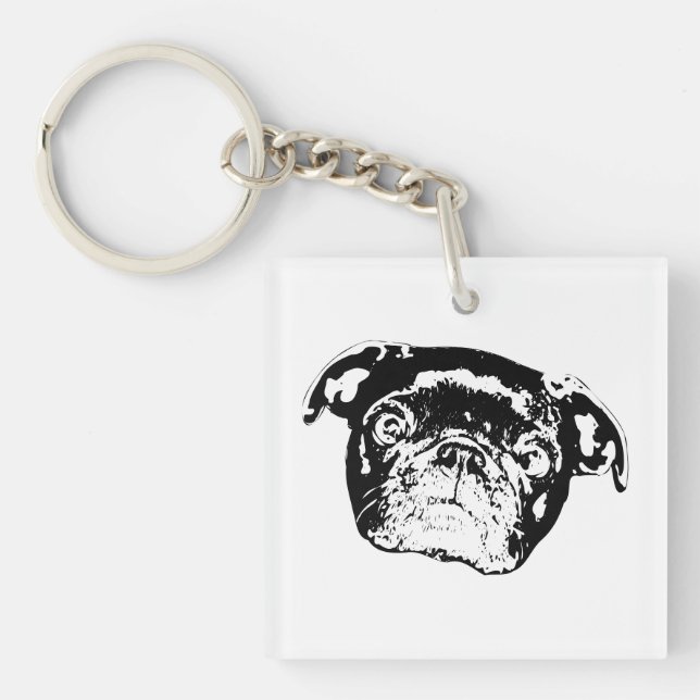 Ferien-Mops-Taschenfreude Schlüsselanhänger (Vorderseite)