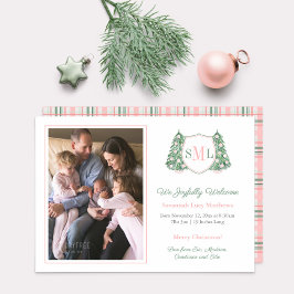 Ferien Pink Chinoiserie Begrüßung Baby Girl Foto Ankündigung