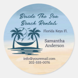Ferien Rental Beach Palm Tree Runder Aufkleber
