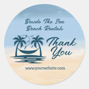 Ferien Rental Beach Palm Tree Vielen Dank Runder Aufkleber