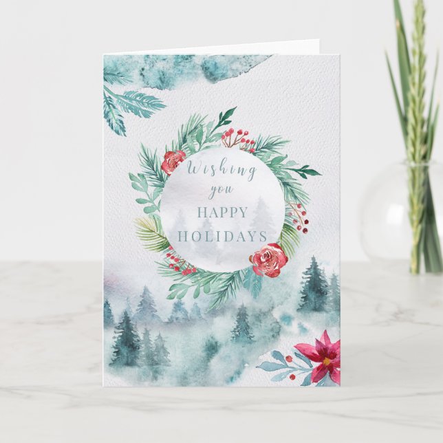 Ferien - WC Kranz im Winter Szene Karte (Vorderseite)