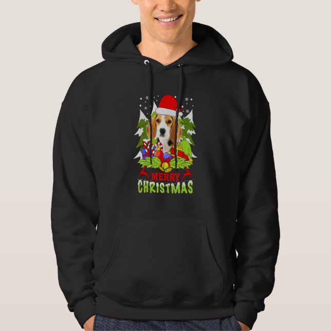 Ferien Winter Beagle Weihnachten Pajama Haustier Hoodie (Vorderseite)