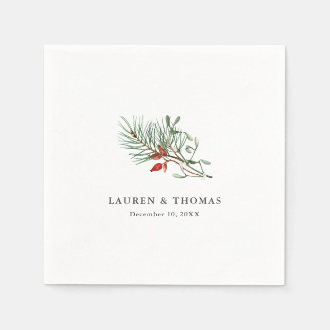 Ferien Winter Botanische Landschaft und Berries Serviette (Vorderseite)