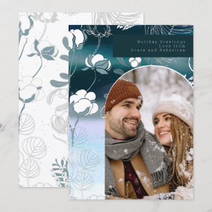 Ferien Winter Botanisches Foto Personalisiert Feiertagskarte
