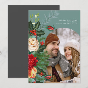 Ferien Winter Botanisches Foto Personalisiert Feiertagskarte