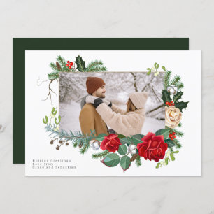 Ferien Winter Botanisches Foto Personalisiert Feiertagskarte