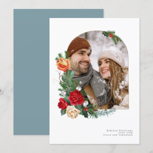 Ferien Winter Botanisches Foto Personalisiert Feiertagskarte