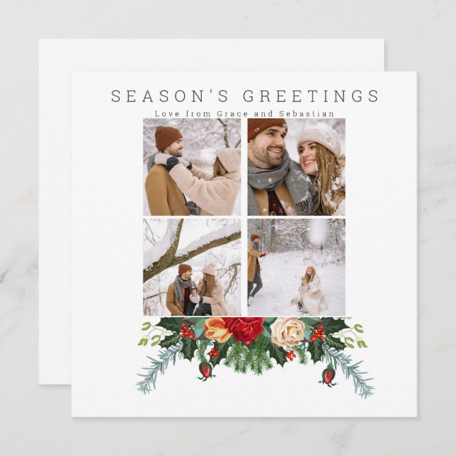 Ferien Winter Botanisches Foto Personalisiert Karte (Vorne/Hinten)